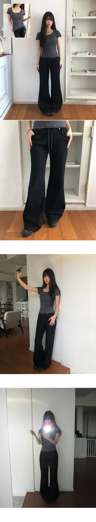 Hiel Low-Rise Bootcut Elastic Pants