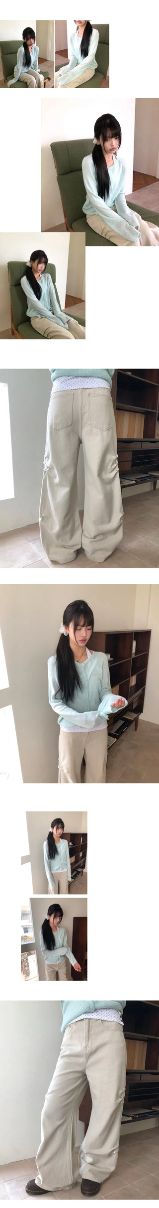 Deo Side Rivet Snap Button Cotton Pants