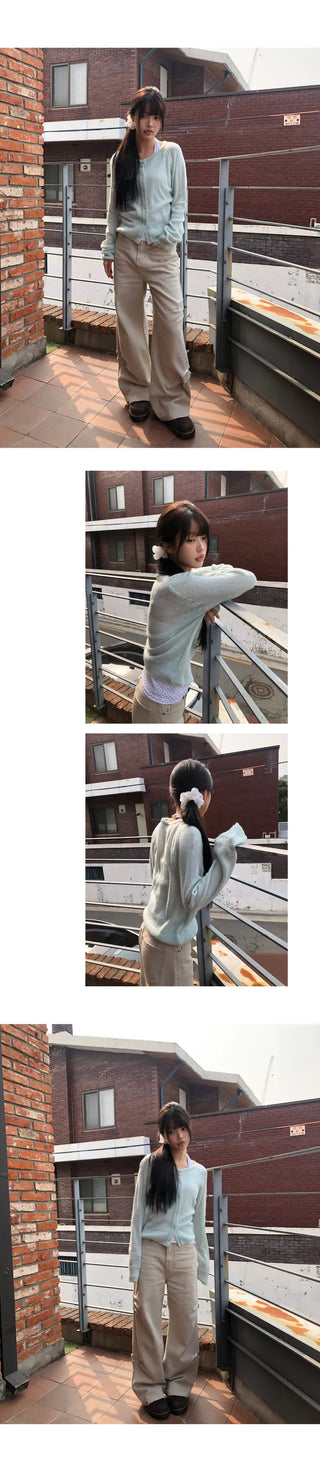 Deo Side Rivet Snap Button Cotton Pants