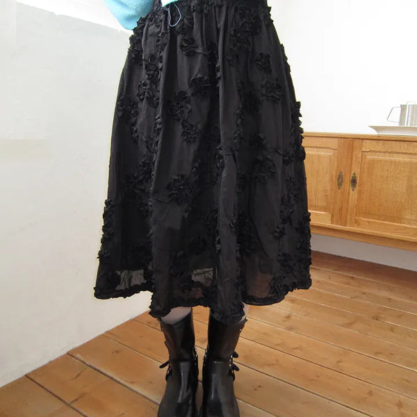 Laken Flower Embroidered Midi Skirt