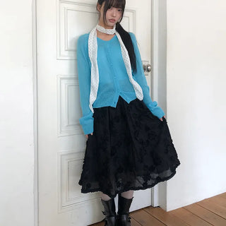 Laken Flower Embroidered Midi Skirt