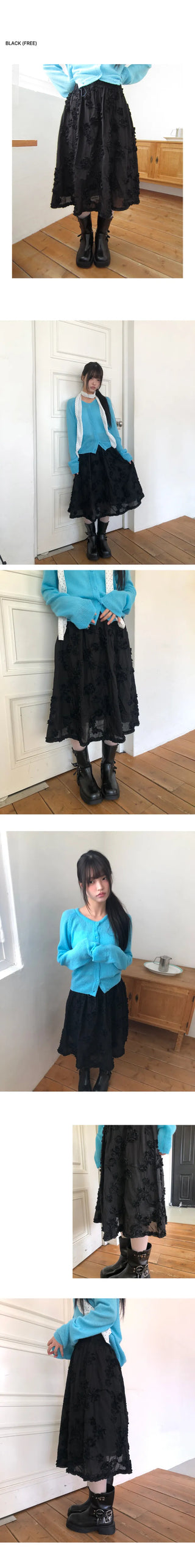 Laken Flower Embroidered Midi Skirt