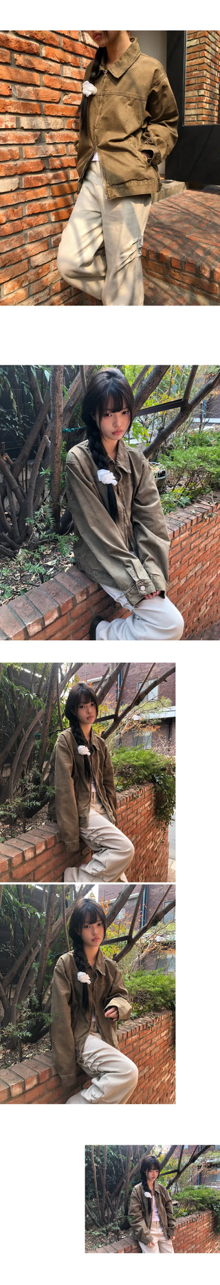 Luken Semi-Crop Washed Cotton Two-way Collar Jacket