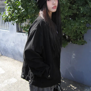 Luken Semi-Crop Washed Cotton Two-way Collar Jacket