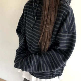 Gien Stripe Button Hoodie