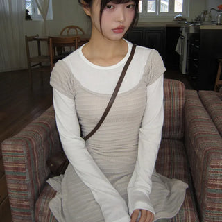 Meon Embossed Short Sleeve Flare Dress