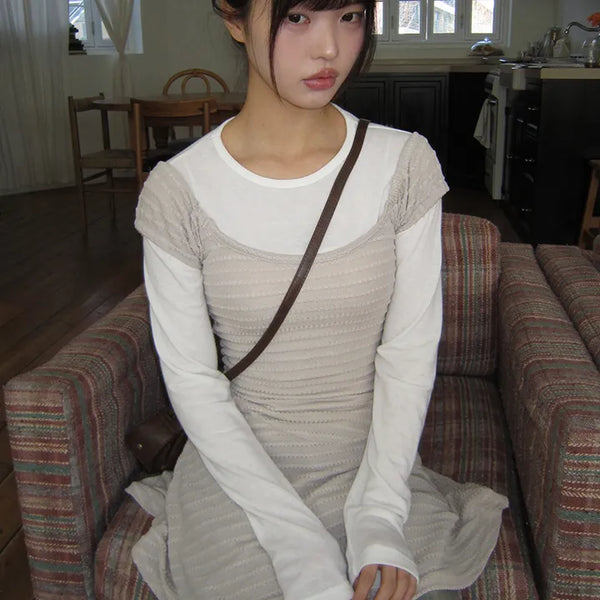 Meon Embossed Short Sleeve Flare Dress