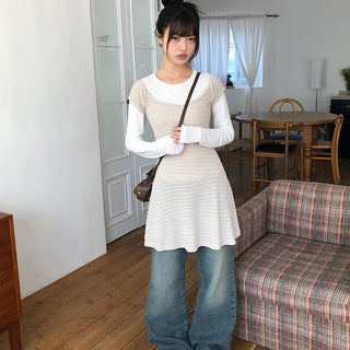 Meon Embossed Short Sleeve Flare Dress