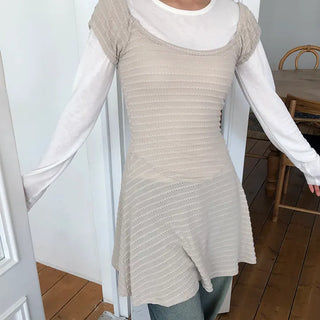 Meon Embossed Short Sleeve Flare Dress