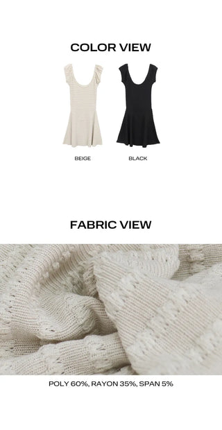 Meon Embossed Short Sleeve Flare Dress