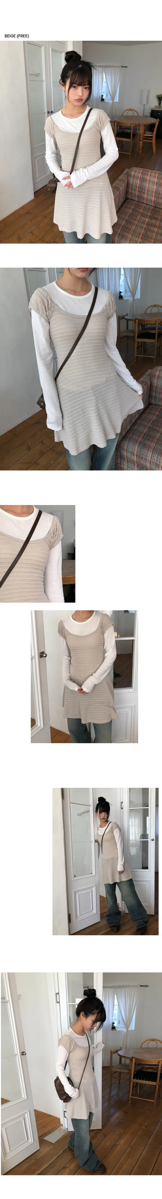 Meon Embossed Short Sleeve Flare Dress