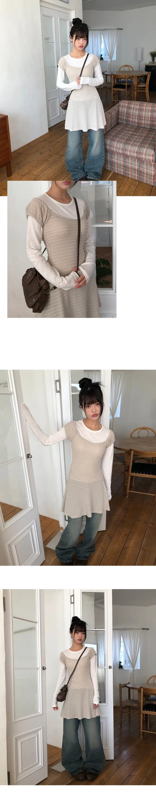 Meon Embossed Short Sleeve Flare Dress