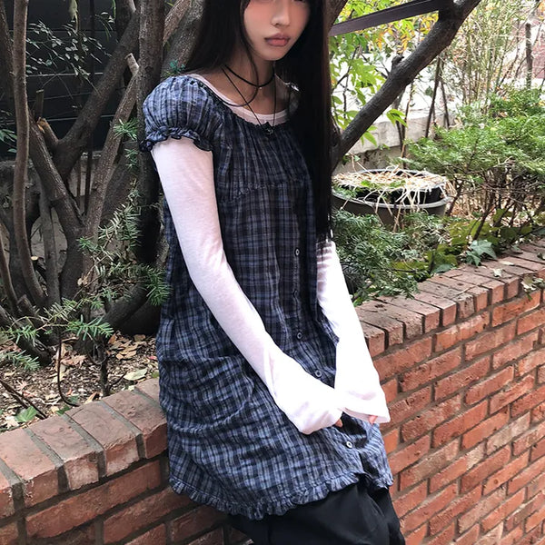 Moel Check Layered Mini Dress