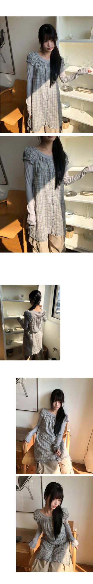 Moel Check Layered Mini Dress