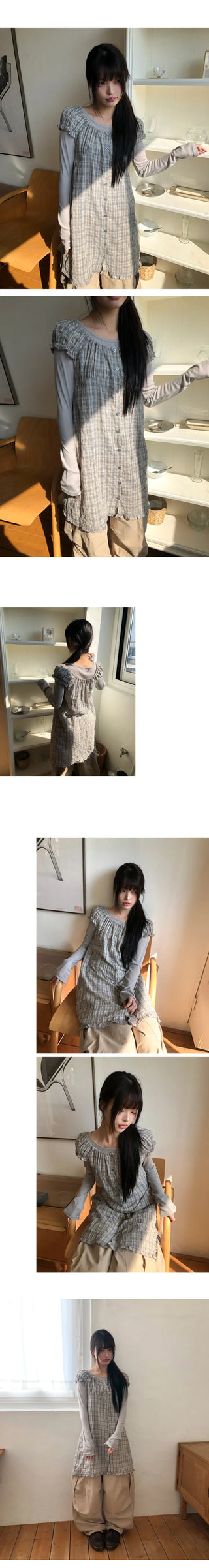 Moel Check Layered Mini Dress