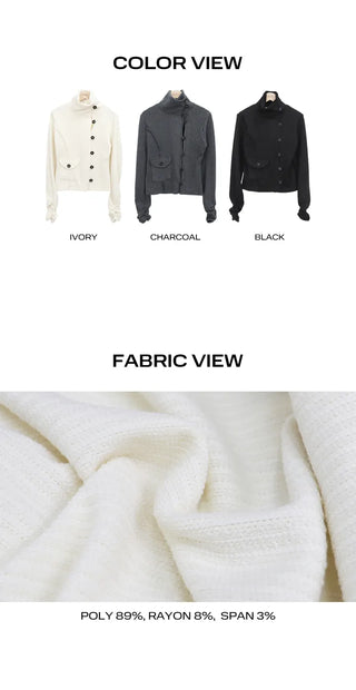 Puan High-Neck Button Knit Cardigan