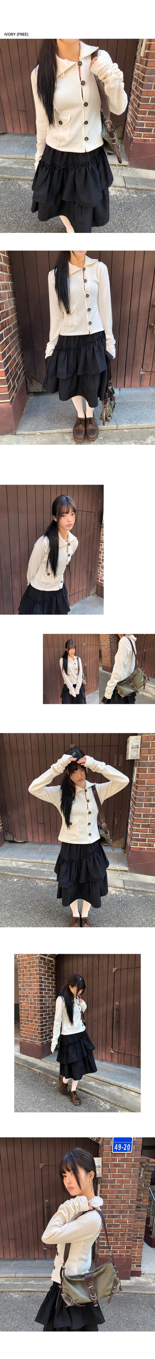 Puan High-Neck Button Knit Cardigan