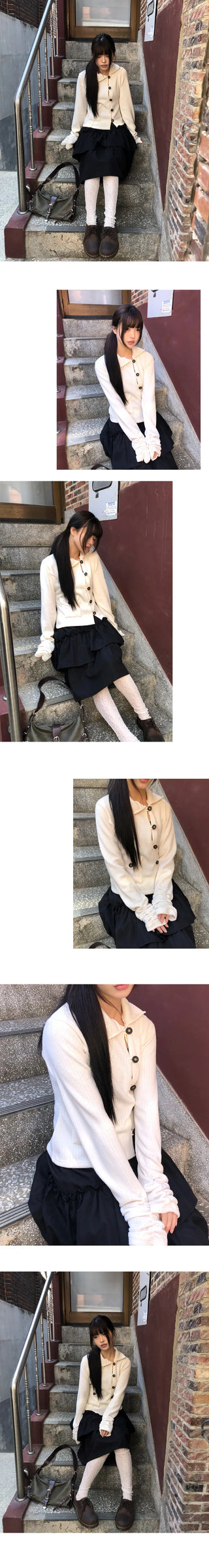 Puan High-Neck Button Knit Cardigan