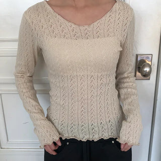 Burin Punched Wavy V-Neck Knit