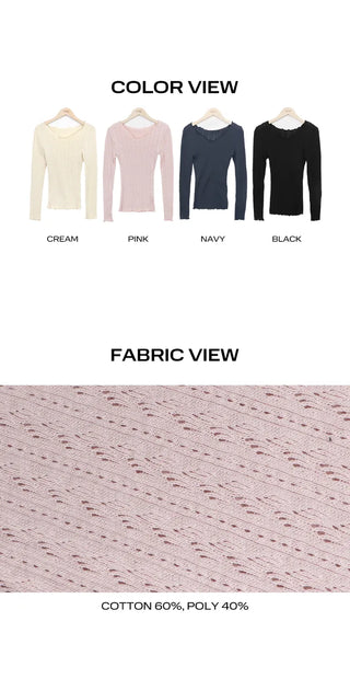 Burin Punched Wavy V-Neck Knit