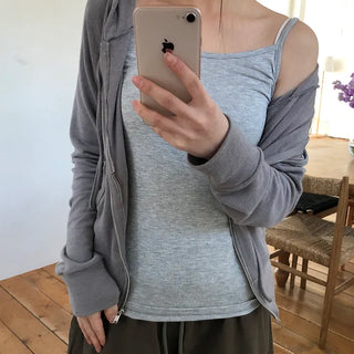 Rihu Basic Spandex Color Strap Sleeveless