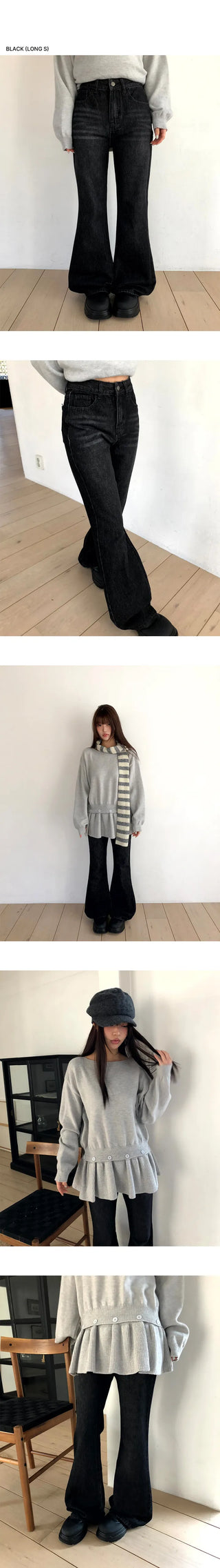 Moi Vintage Washed Flare Denim Pants