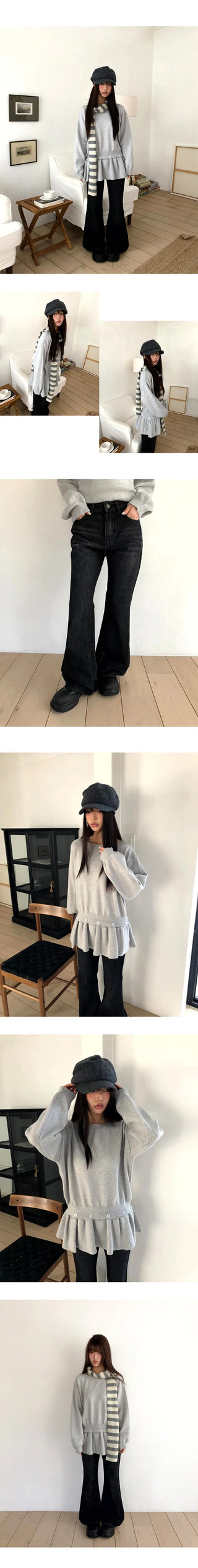 Moi Vintage Washed Flare Denim Pants