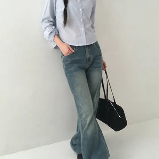 Moi Vintage Washed Flare Denim Pants