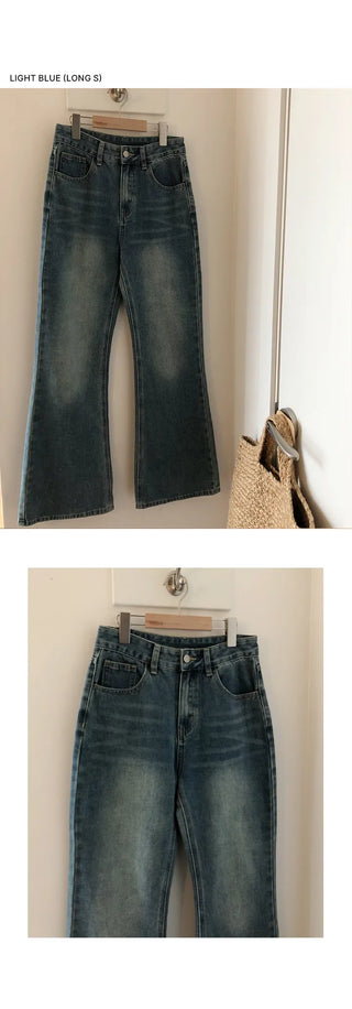 Moi Vintage Washed Flare Denim Pants