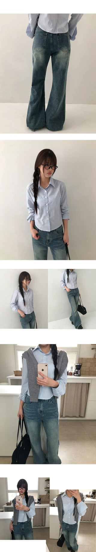 Moi Vintage Washed Flare Denim Pants