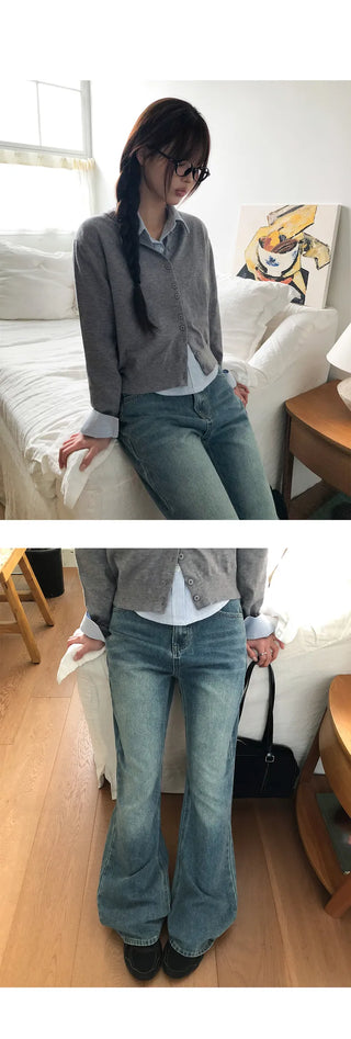 Moi Vintage Washed Flare Denim Pants