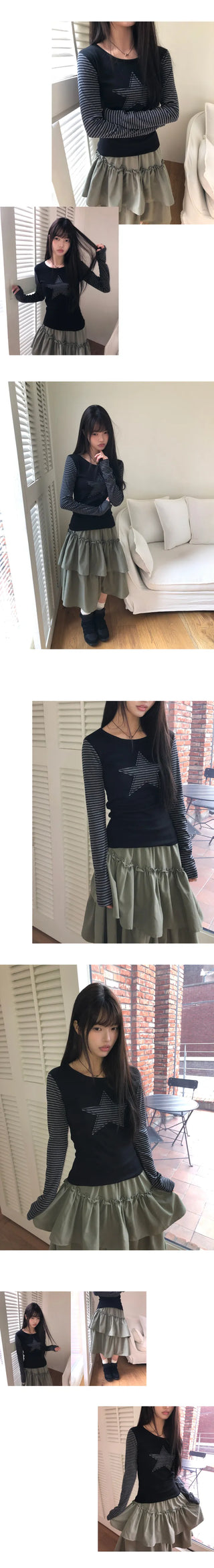 Emu Star Patch Striped Long Sleeve T-shirt