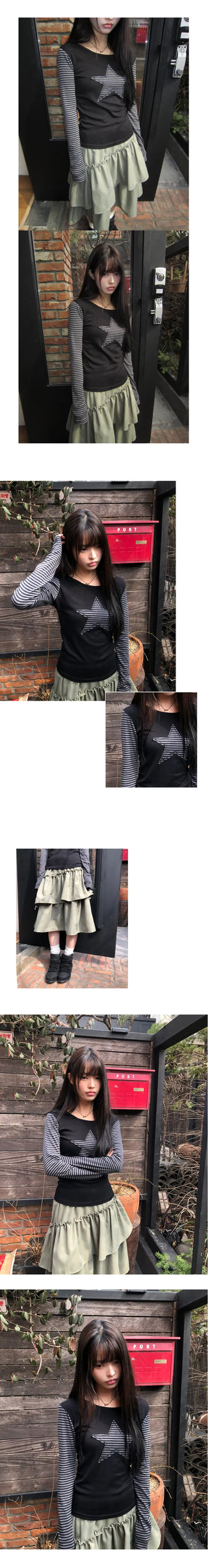 Emu Star Patch Striped Long Sleeve T-shirt