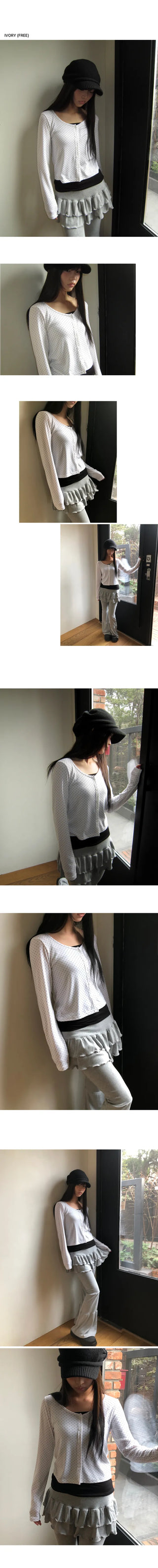 Seka Dot Crop Basic Cardigan