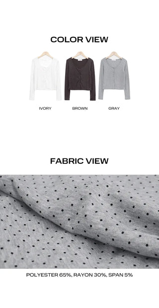 Seka Dot Crop Basic Cardigan