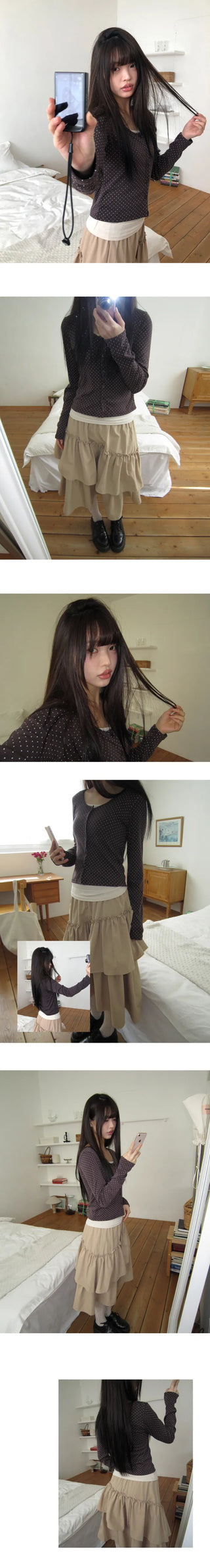 Seka Dot Crop Basic Cardigan