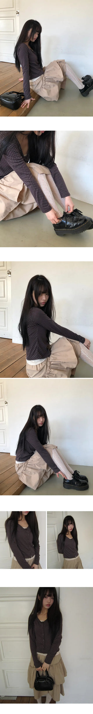 Seka Dot Crop Basic Cardigan