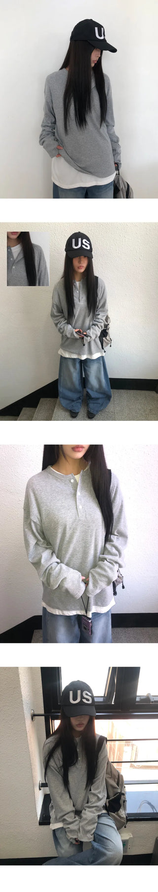 Kiyul Henley Neck Warmer Long Sleeve T-shirt