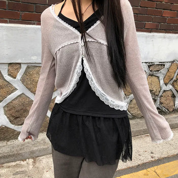 Haju Lace Layered Long Halter Sleeveless