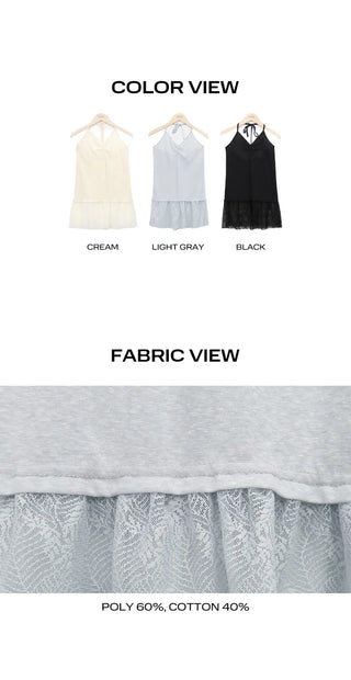 Haju Lace Layered Long Halter Sleeveless