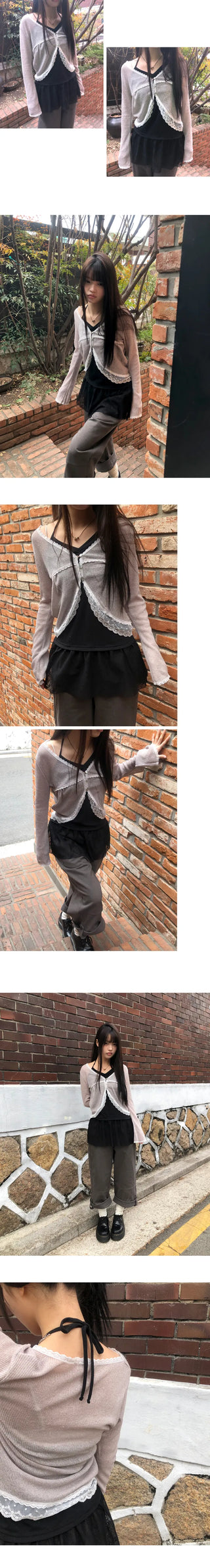 Haju Lace Layered Long Halter Sleeveless