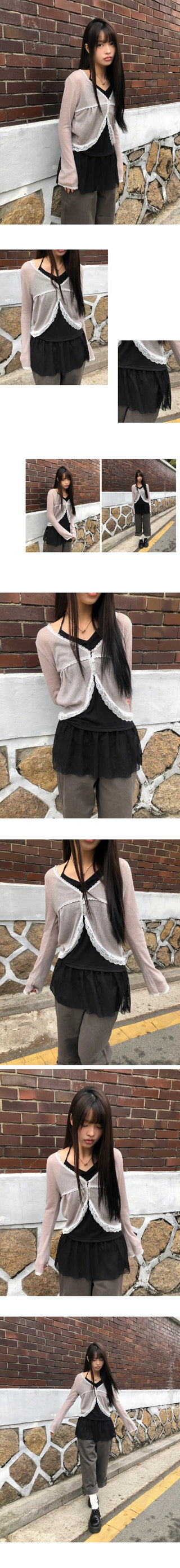 Haju Lace Layered Long Halter Sleeveless