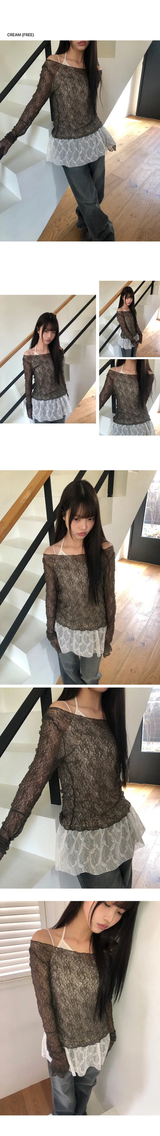 Haju Lace Layered Long Halter Sleeveless