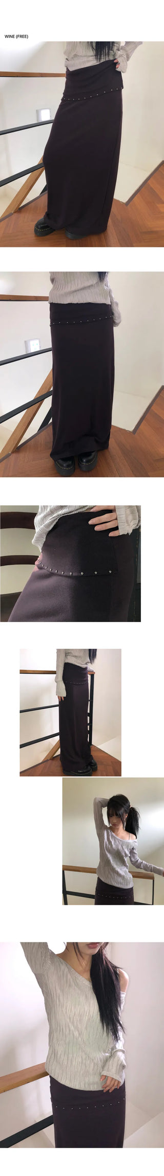 Sureden Studded Maxi Long Skirt