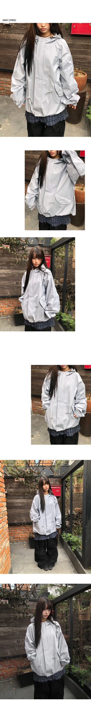 Rogen Hooded String Two-Way Field Jacket