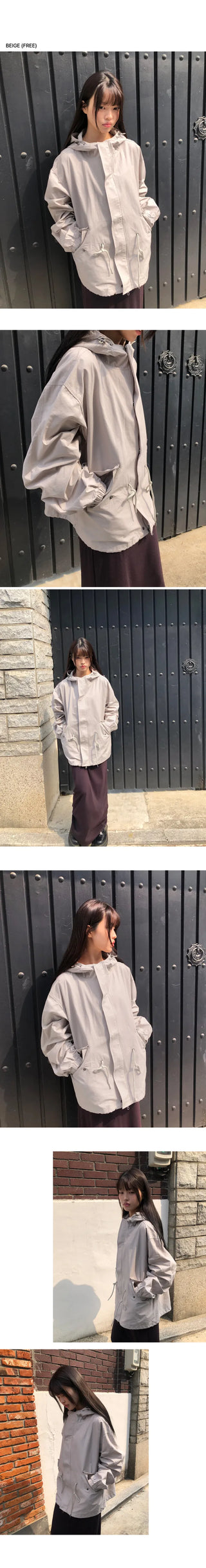 Rogen Hooded String Two-Way Field Jacket