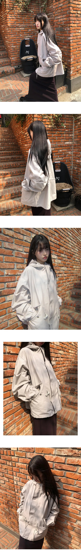 Rogen Hooded String Two-Way Field Jacket