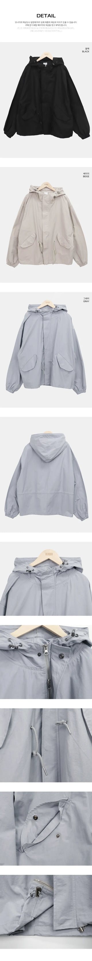 Rogen Hooded String Two-Way Field Jacket