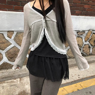 Teden Lace Linen Button Cardigan