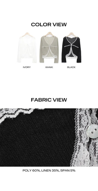 Teden Lace Linen Button Cardigan